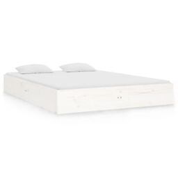 Berkfield Home Bed Frame White Solid Wood 140x190 cm - thumbnail 2