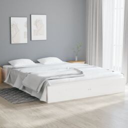 Berkfield Home Bed Frame White Solid Wood 140x190 cm - thumbnail 1
