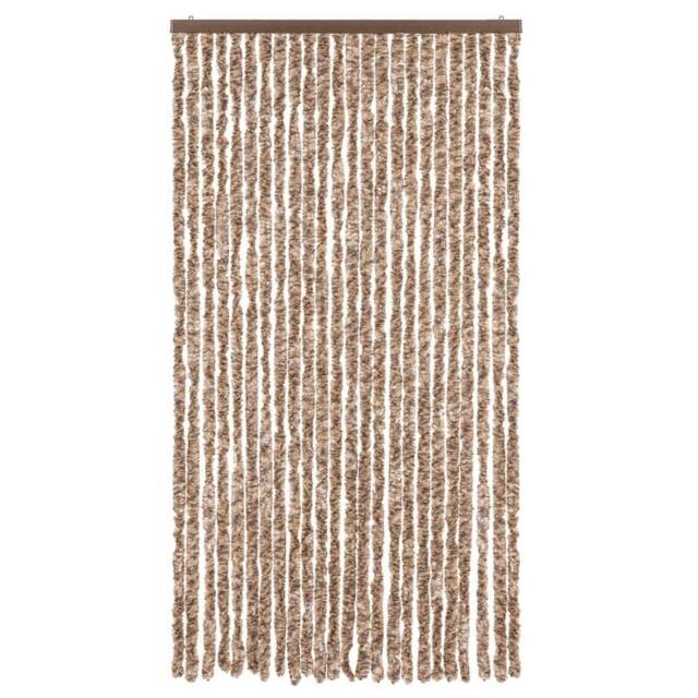 Berkfield Home Soft Fly Curtain Beige & Dark Brown 100x220 cm Chenille - image 1