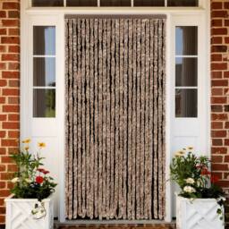 Berkfield Home Soft Fly Curtain Beige & Dark Brown 100x220 cm Chenille - thumbnail 2