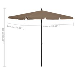 Berkfield Home Garden Parasol with Pole 210x140 cm Taupe in Beige - thumbnail 6