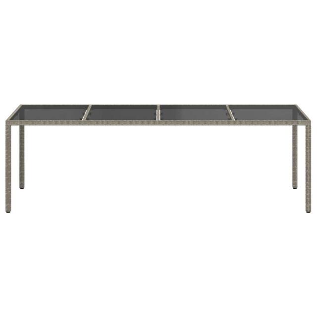 Berkfield Home Garden Table Grey 250x100x75 cm Tempered Glass & Poly Rattan - Size: 250 x 100 x 75 cm - image 1