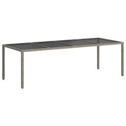 Berkfield Home Garden Table Grey 250x100x75 cm Tempered Glass & Poly Rattan - Size: 250 x 100 x 75 cm - thumbnail 5