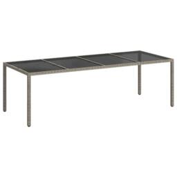 Berkfield Home Garden Table Grey 250x100x75 cm Tempered Glass & Poly Rattan - Size: 250 x 100 x 75 cm - thumbnail 3