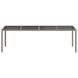 Berkfield Home Garden Table Grey 250x100x75 cm Tempered Glass & Poly Rattan - Size: 250 x 100 x 75 cm - thumbnail 1