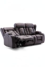 More4Homes Caesar 3 Seater Electric High Back Bonded Leather Recliner Sofa in Brown - thumbnail 3