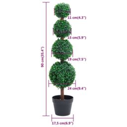 Berkfield Home Artificial Boxwood Plant with Pot Ball Shaped Green 90 cm - thumbnail 5