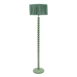 ValueLights Bobbins Sage Green Floor Lamp with Ruched Pleated Drum Lamp Shade in Pale Green - thumbnail 2