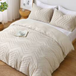 Pamposh Tufted Duvet Cover Set King Size Ultra Soft Bedding Sets in Taupe - Size: Double - thumbnail 2