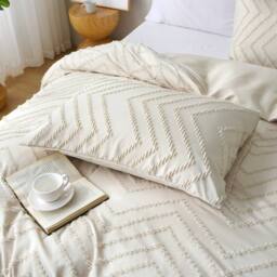 Pamposh Tufted Duvet Cover Set King Size Ultra Soft Bedding Sets in Taupe - Size: Double - thumbnail 8