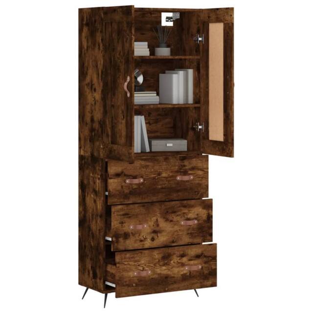 Berkfield Home Highboard Smoked Oak 69.5x34x180 cm Engineered Wood in Brown - image 1