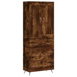 Berkfield Home Highboard Smoked Oak 69.5x34x180 cm Engineered Wood in Brown - thumbnail 3