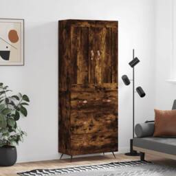 Berkfield Home Highboard Smoked Oak 69.5x34x180 cm Engineered Wood in Brown - thumbnail 2