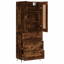 Berkfield Home Highboard Smoked Oak 69.5x34x180 cm Engineered Wood in Brown - thumbnail 4