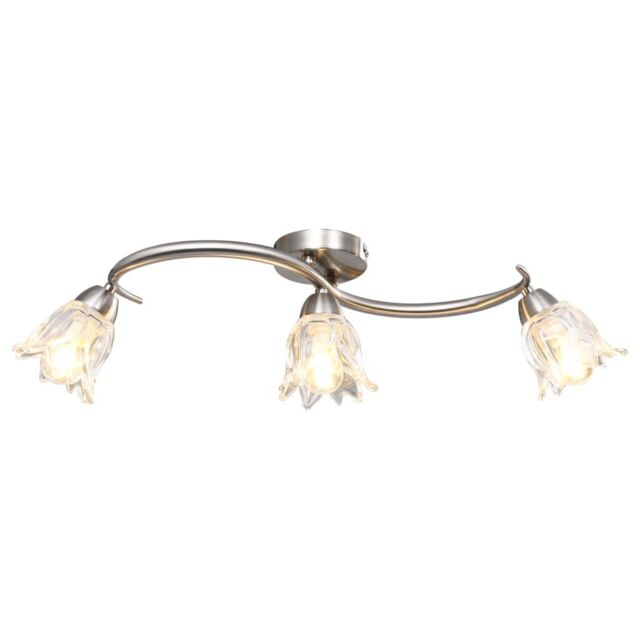 Berkfield Home Ceiling Lamp with Transparent Glass Shades for 3 E14 Bulbs Tulip in Black - image 1