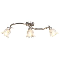 Berkfield Home Ceiling Lamp with Transparent Glass Shades for 3 E14 Bulbs Tulip in Black