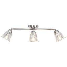 Berkfield Home Ceiling Lamp with Transparent Glass Shades for 3 E14 Bulbs Tulip in Black - thumbnail 2