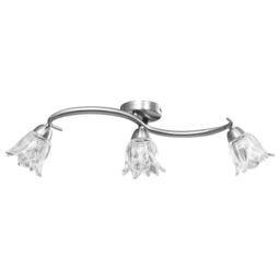 Berkfield Home Ceiling Lamp with Transparent Glass Shades for 3 E14 Bulbs Tulip in Black - thumbnail 3