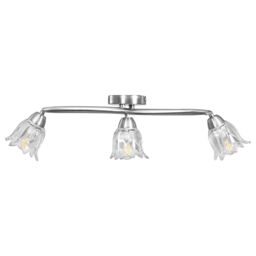 Berkfield Home Ceiling Lamp with Transparent Glass Shades for 3 E14 Bulbs Tulip in Black - thumbnail 4