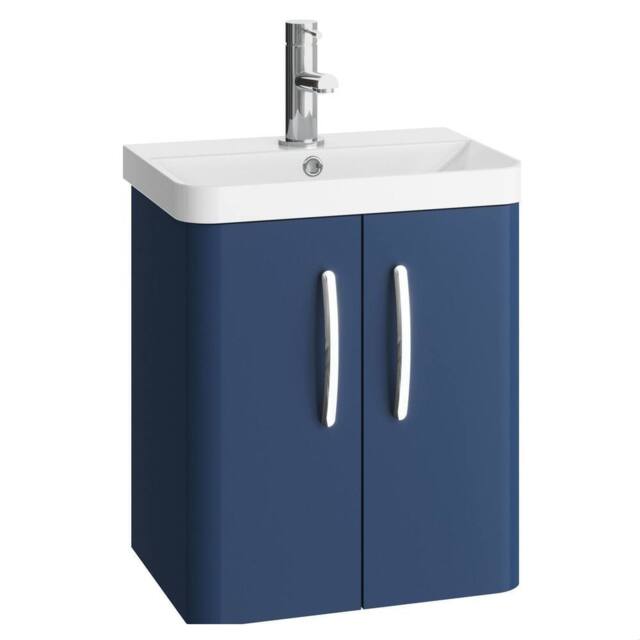 Balterley Handsacre 2 Door Wall Hung Vanity Basin Unit, Satin Blue, 500mm in Blue - image 1