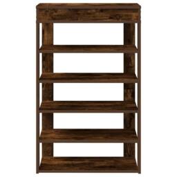 Berkfield Home Shoe Rack Smoked Oak 60x30x98 cm Engineered Wood in Brown - Size: 60 x 30 x 98 cm - thumbnail 4