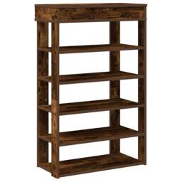Berkfield Home Shoe Rack Smoked Oak 60x30x98 cm Engineered Wood in Brown - Size: 60 x 30 x 98 cm - thumbnail 3