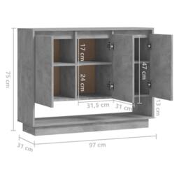 Berkfield Home Sideboard Concrete Grey 97x31x75 cm Engineered Wood - Size: 97 x 31 x 75 cm - thumbnail 8