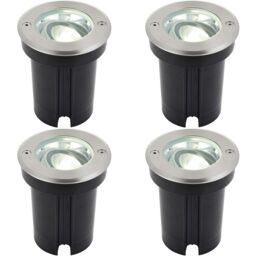 Loops 4 PACK Stainless Steel IP67 Ground Light - 6W Cool White LED - Tilting Head in Metallics