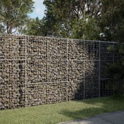Berkfield Home Gabion Basket with Cover 200x50x150 cm Galvanised Iron in Silver - Size: 200 x 50 x 150 cm - thumbnail 1