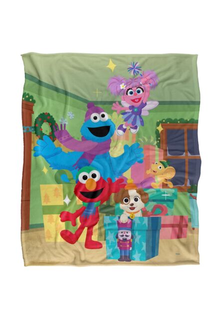 Sesame Street Furry Friends Forever Elmo Abby Cookie Monster Presents Silky Touch Super Soft Throw Blanket 152 X 127 cm in White - image 1