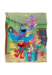 Sesame Street Furry Friends Forever Elmo Abby Cookie Monster Presents Silky Touch Super Soft Throw Blanket 152 X 127 cm in White