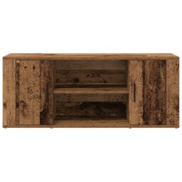Berkfield Home TV Cabinet Old Wood 100x35x40 cm Engineered Wood in Brown - Size: 100 x 35 x 40 cm - thumbnail 6