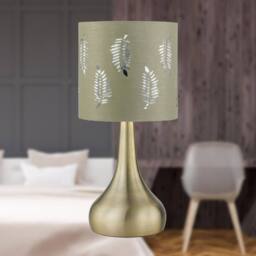 First Choice Lighting Set of 2 Romana - Antique Brass Touch Lamps with Sage Green Fern in Gold - thumbnail 4