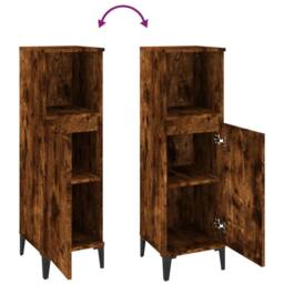 Berkfield Home Durable Bathroom Cabinet Smoked Oak 30x30x100 cm Engineered Wood in Brown - Size: 30 x 30 x 100 cm - thumbnail 9