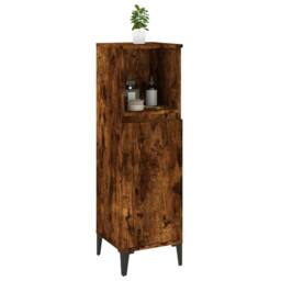 Berkfield Home Durable Bathroom Cabinet Smoked Oak 30x30x100 cm Engineered Wood in Brown - Size: 30 x 30 x 100 cm - thumbnail 5