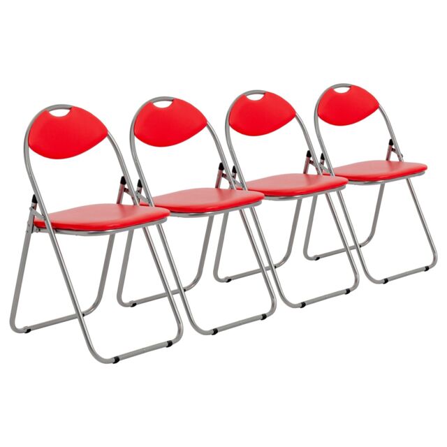 Harbour Housewares Padded Folding Chairs Pack of 4 in Red - image 1