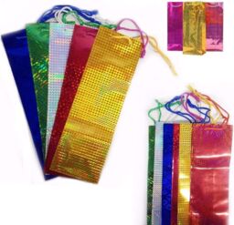 Shatchi Assorted Holographic Bags Wine Bottle Holder Christmas Xmas Gifts Wrap-100pcs - thumbnail 2