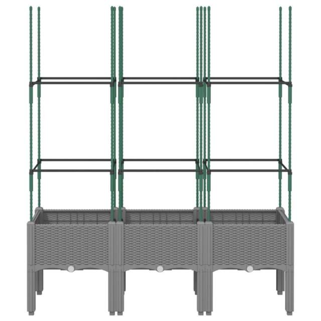 Berkfield Home Garden Planter with Trellis Light Grey 120x40x142.5 cm PP - image 1