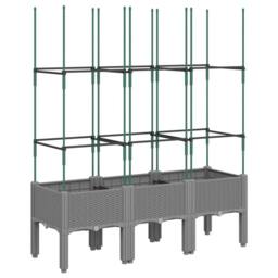 Berkfield Home Garden Planter with Trellis Light Grey 120x40x142.5 cm PP - thumbnail 3