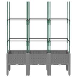 Berkfield Home Garden Planter with Trellis Light Grey 120x40x142.5 cm PP - thumbnail 1