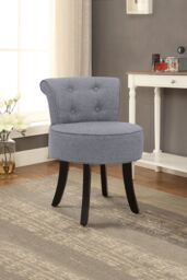 Living and Home Light Grey Modern Linen Upholstered Dressing Footstool with Black Legs
