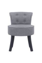 Living and Home Light Grey Modern Linen Upholstered Dressing Footstool with Black Legs - thumbnail 2