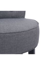 Living and Home Light Grey Modern Linen Upholstered Dressing Footstool with Black Legs - thumbnail 5