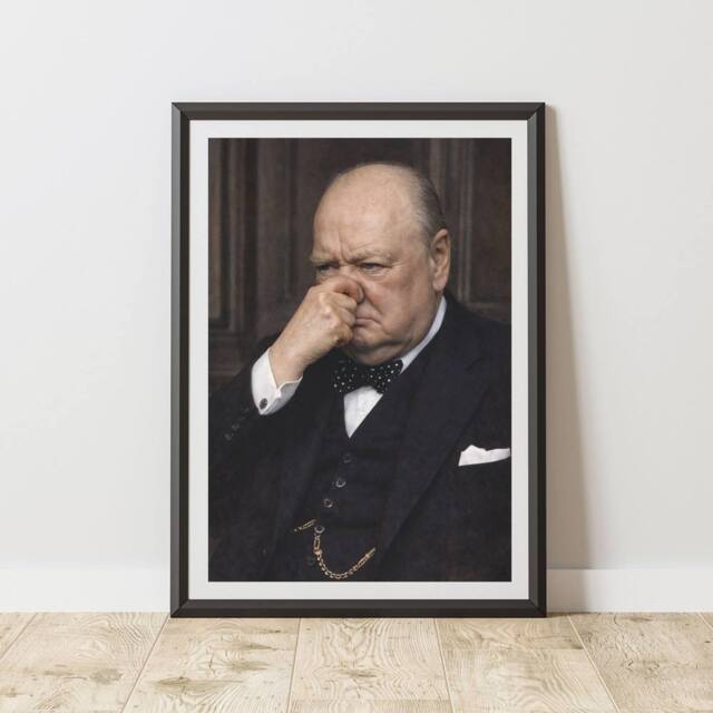 60 SECOND MAKEOVER Funny Winston Churchill Bathroom Print Toilet Humour Wall Art Prints - Size: A4 - image 1