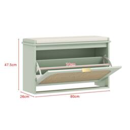 ERGOVEXA Boho Shoe Storage Bench with Padded Seat & Flip Drawer, Light Green in Brown - thumbnail 2