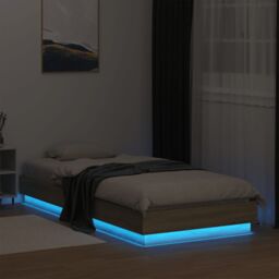 Berkfield Home Bed Frame without Mattress with LED Lights Sonoma Oak 100x200 cm in Brown - thumbnail 5