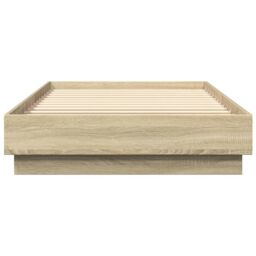 Berkfield Home Bed Frame without Mattress with LED Lights Sonoma Oak 100x200 cm in Brown - thumbnail 6