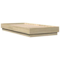 Berkfield Home Bed Frame without Mattress with LED Lights Sonoma Oak 100x200 cm in Brown - thumbnail 3