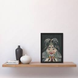 Artery8 Head of a Woman Portrait Kubincan Framed Wall Art Print in Grey - Size: A3 - thumbnail 2