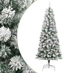 Berkfield Home Beautiful Artificial Hinged Christmas Tree with Flocked Snow 210 cm in White - thumbnail 2